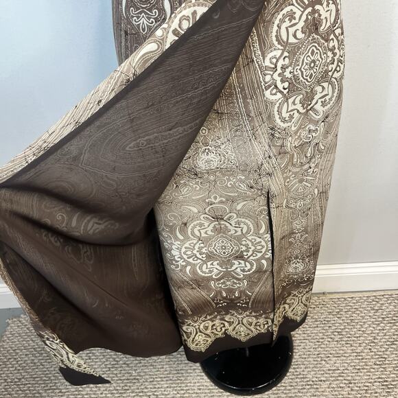 Nygard Collection Skirt size 14 Brown Paisley Sheer Faux Wrap Long Modest Career - Picture 8 of 12